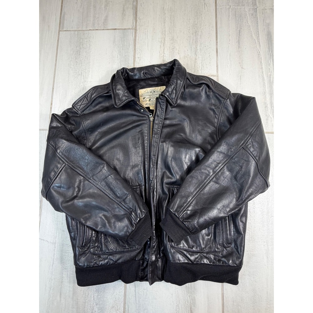 Banana Republic Vintage Leather Bomber Jacket Black Safari & Travel Co Mens 44